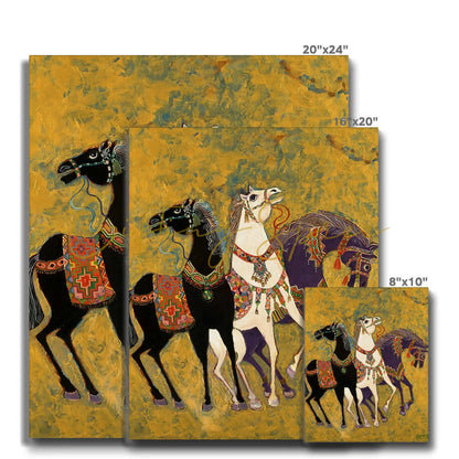 3 Horses” - Laila Shawa’s 1975 Artwork on Canvas '3 Horses' Canvas Art Print Fine art - Gifting Spree