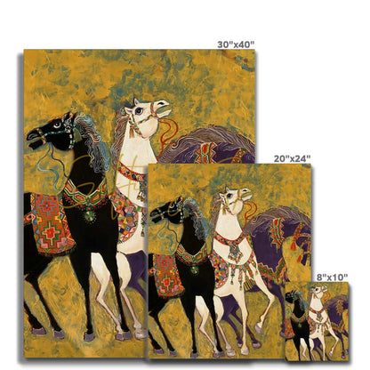 3 Horses” - Laila Shawa’s 1975 Artwork on Canvas '3 Horses' Canvas Art Print Fine art - Gifting Spree