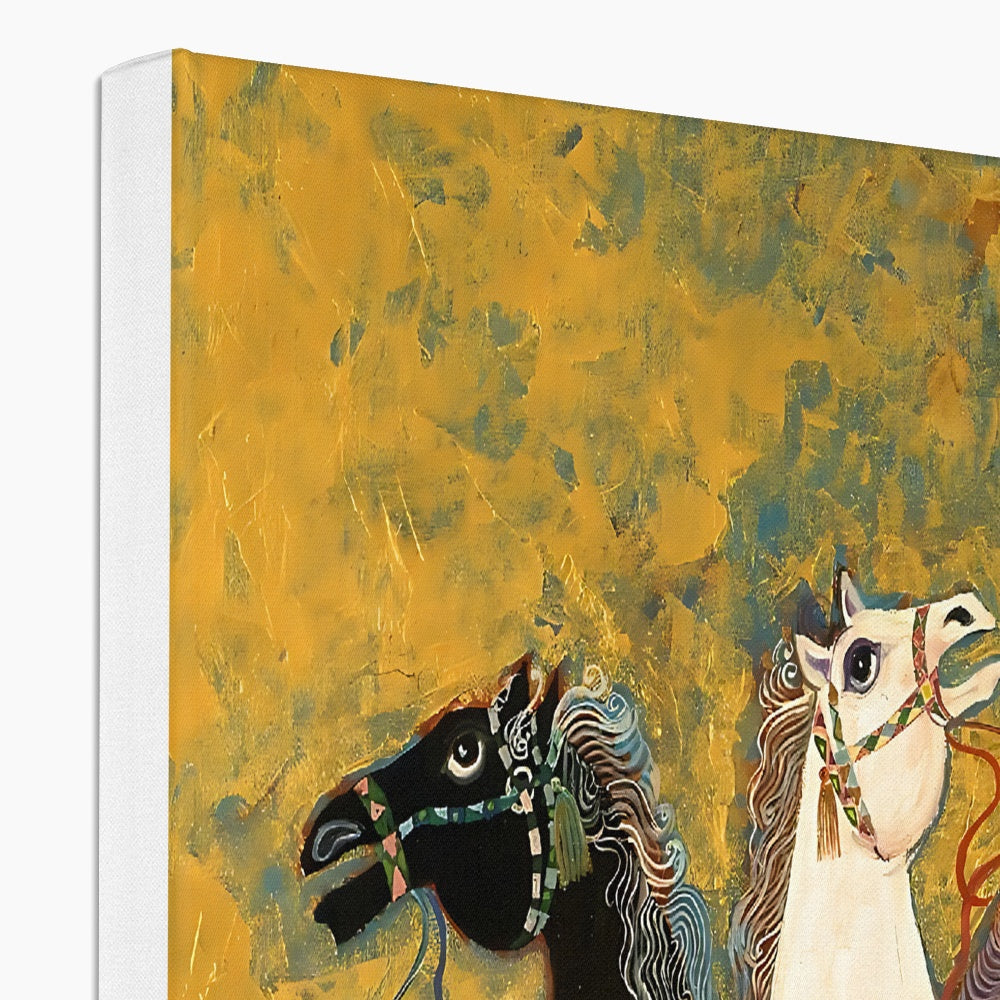 “3 Horses” - Laila Shawa’s 1975 Artwork on Eco Canvas '3 Horses' Eco Canvas Art Print Fine art - Gifting Spree