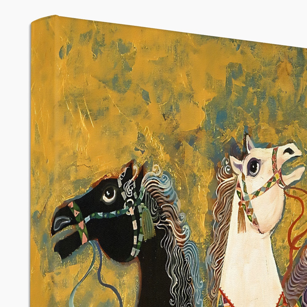 “3 Horses” - Laila Shawa’s 1975 Artwork on Eco Canvas '3 Horses' Eco Canvas Art Print Fine art - Gifting Spree