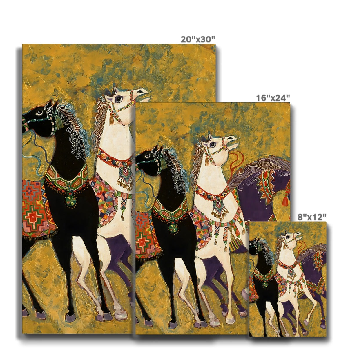 “3 Horses” - Laila Shawa’s 1975 Artwork on Eco Canvas '3 Horses' Eco Canvas Art Print Fine art - Gifting Spree