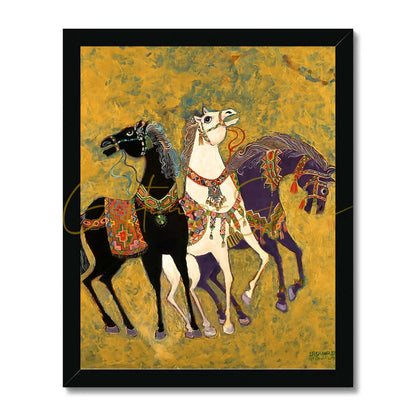 “3 Horses” - Laila Shawa’s 1975 Artwork Framed Print '3 Horses' Framed Print Fine art kite-906692934 11"x14" / Black Frame - Gifting Spree