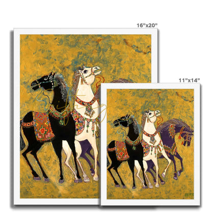 “3 Horses” - Laila Shawa’s 1975 Artwork Framed Print '3 Horses' Framed Print Fine art - Gifting Spree