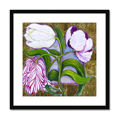 3 Tulips Framed & Mounted Print Fine art kite-916206235 20"x20" / Black Frame - Gifting Spree