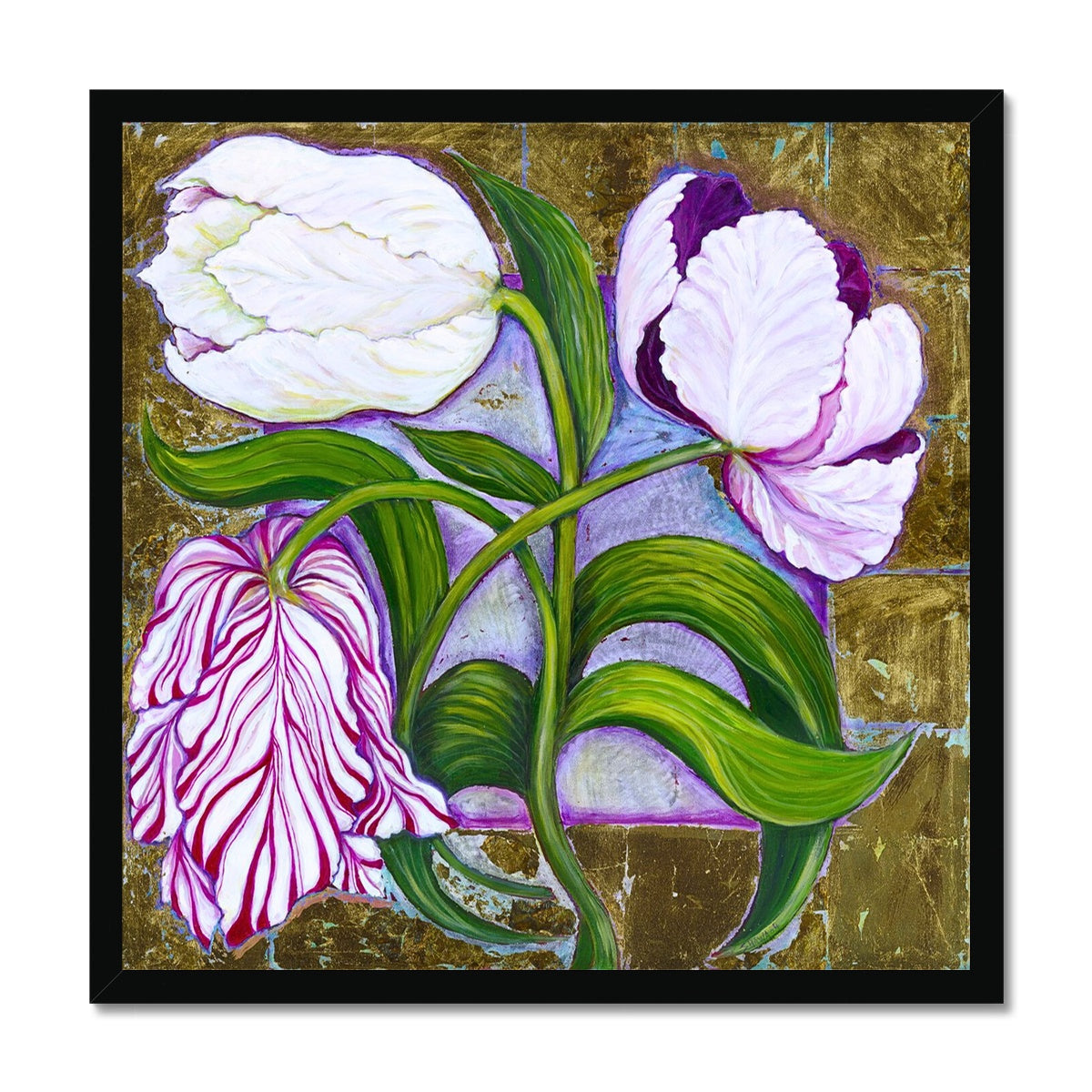 3 Tulips Framed Print Fine art kite-916206136 20"x20" / Black Frame - Gifting Spree