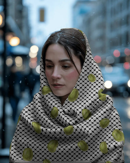 Palestine and Olives Kuffiyeh Silk Scarf