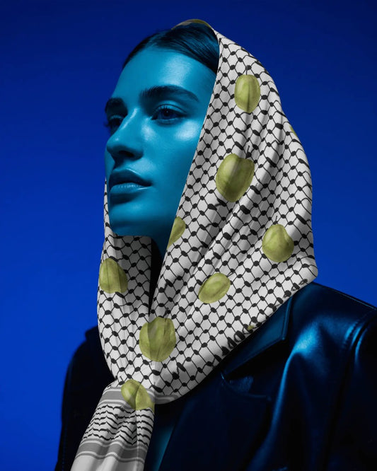 Palestine and Olives Kuffiyeh Silk Scarf