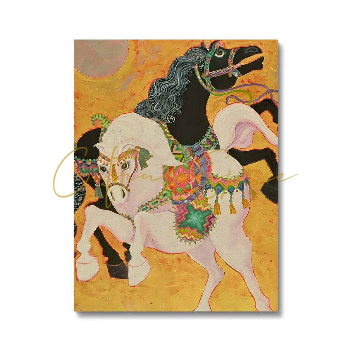 ‘Antar and Abla’ - Laila Shawa’s Art on Canvas Print 'Antar and Abla' Canvas Art Print Fine art kite-898059313 18"x24" / Image Wrap - Gifting Spree