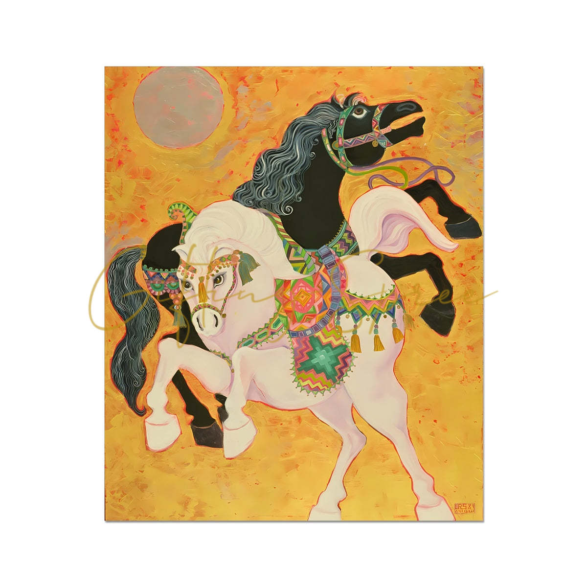 Laila Shawa's 'Antar and Abla Rolled Canvas-' Reproduction 'Antar and Abla' Rolled Canvas Print Fine art kite-898059392 20"x24" - Gifting Spree