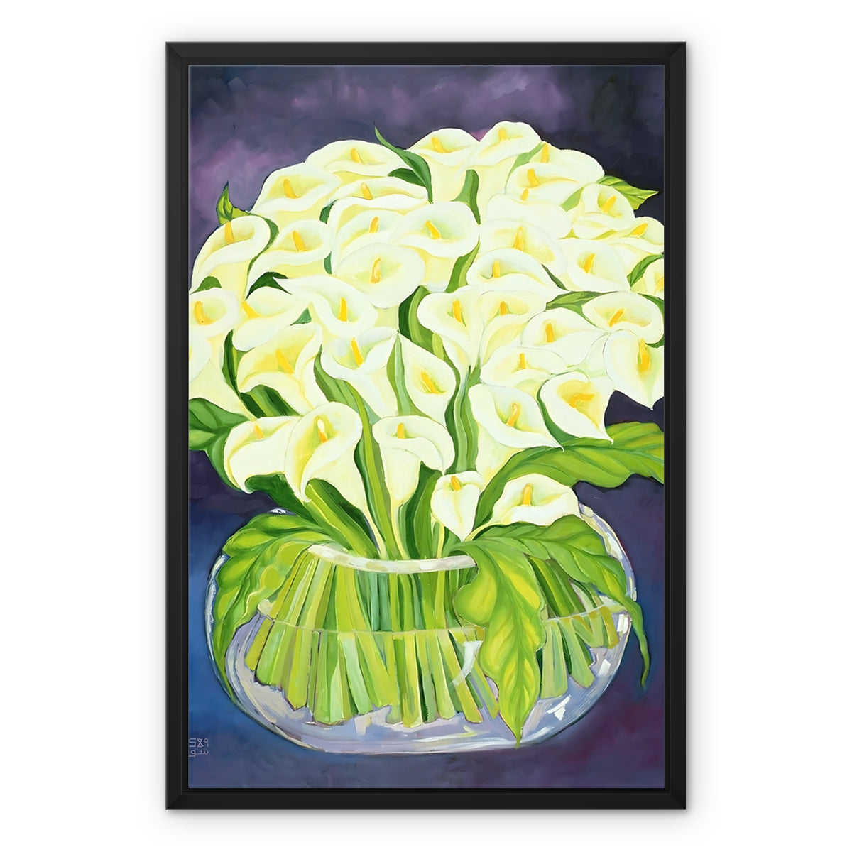 Calla Lilies, 1989 Framed Canvas Fine art kite-909086058 18"x24" / Black Frame / White Wrap - Gifting Spree