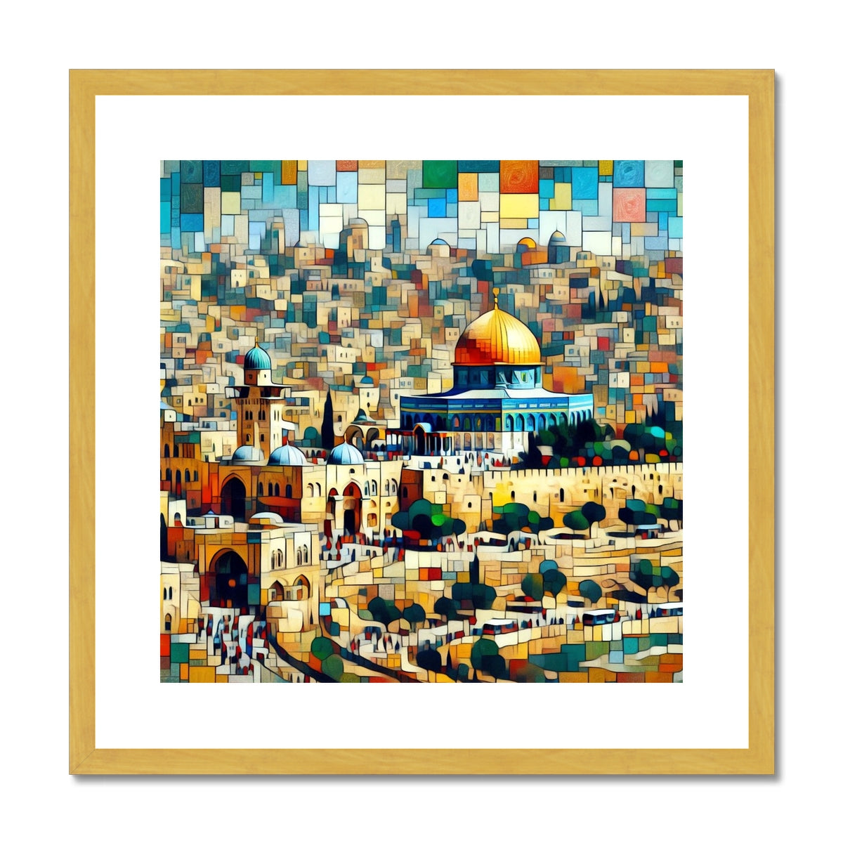 'City of Peace' Antique Framed & Mounted Print Fine art kite-927111912 20"x20" / Gold Frame - Gifting Spree