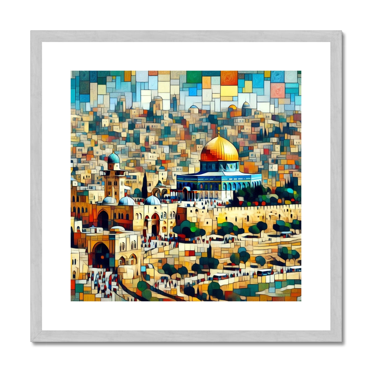 'City of Peace' Antique Framed & Mounted Print Fine art kite-927111913 20"x20" / Silver Frame - Gifting Spree