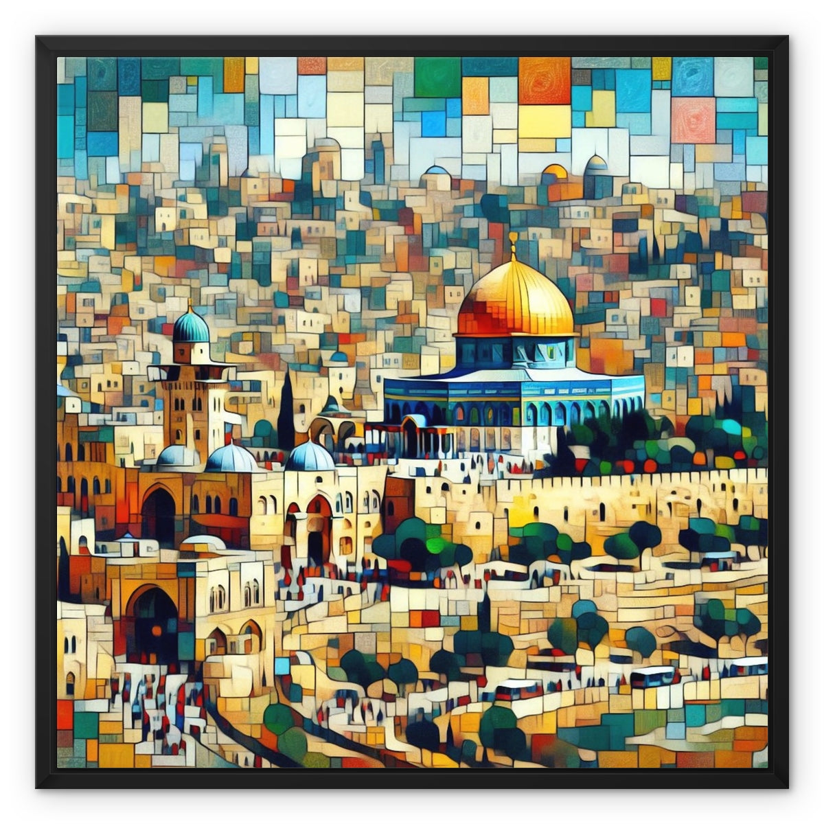 'City of Peace' Framed Canvas Fine art kite-927112255 24"x24" / Black Frame / White Wrap - Gifting Spree