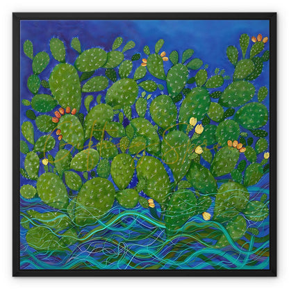 ‘Drowning Cactus’ - Laila Shawa’s 2014 Artwork on Framed Canvas 'Drowning Cactus' Framed Canvas Art Print Fine art kite-906695540 24"x24" / Black Frame / White Wrap - Gifting Spree