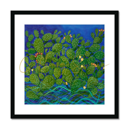 Framed Print - ‘Drowning Cactus 2014’ by Laila Shawa 'Drowning Cactus' Framed & Mounted Print Fine art kite-906695026 12"x12" / Black Frame - Gifting Spree