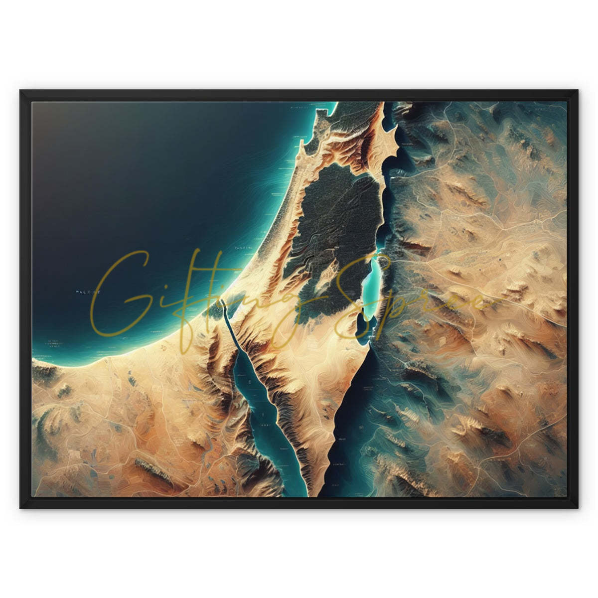 Palestine Abstract- 'Energy Rising' on Framed Canvas 'Energy Rising' Framed Canvas Art Print Fine art kite-909155937 32"x24" / Black Frame / Image Wrap - Gifting Spree