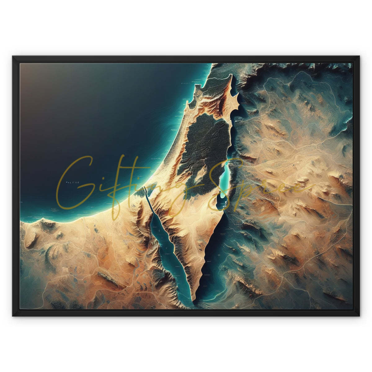 Palestine Abstract- 'Energy Rising' on Framed Canvas 'Energy Rising' Framed Canvas Art Print Fine art kite-909155938 32"x24" / Black Frame / White Wrap - Gifting Spree