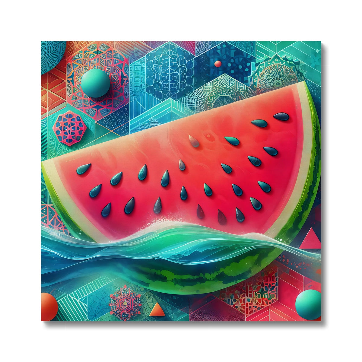 'Floating Watermelon' Canvas Fine art kite-927345784 24"x24" / Image Wrap - Gifting Spree