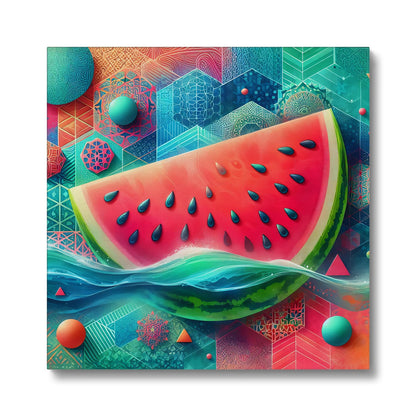 'Floating Watermelon' Eco Canvas Fine art kite-927345985 16"x16" / White Wrap - Gifting Spree