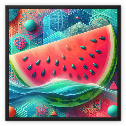 'Floating Watermelon' Framed Canvas Fine art kite-927346047 24"x24" / Black Frame / Image Wrap - Gifting Spree