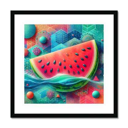 'Floating Watermelon' Framed & Mounted Print Fine art kite-927345567 20"x20" / Black Frame - Gifting Spree