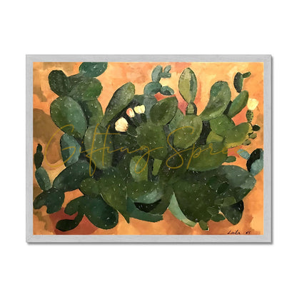 Laila Shawa’s Gaza Cactus, 1965 - A Symbol of Resilience 'Gaza Cactus' Antique Framed Print Fine art kite-906705084 8"x6" / Silver Frame - Gifting Spree