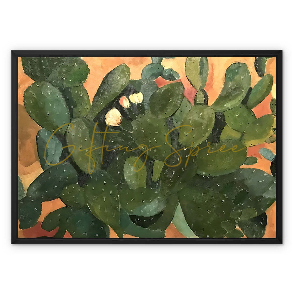 ‘Gaza Cactus’ - Laila Shawa’s 1965 Artwork on Framed Canvas 'Gaza Cactus' Framed Canvas Art Print Fine art kite-906705517 28"x20" / Black Frame / Image Wrap - Gifting Spree