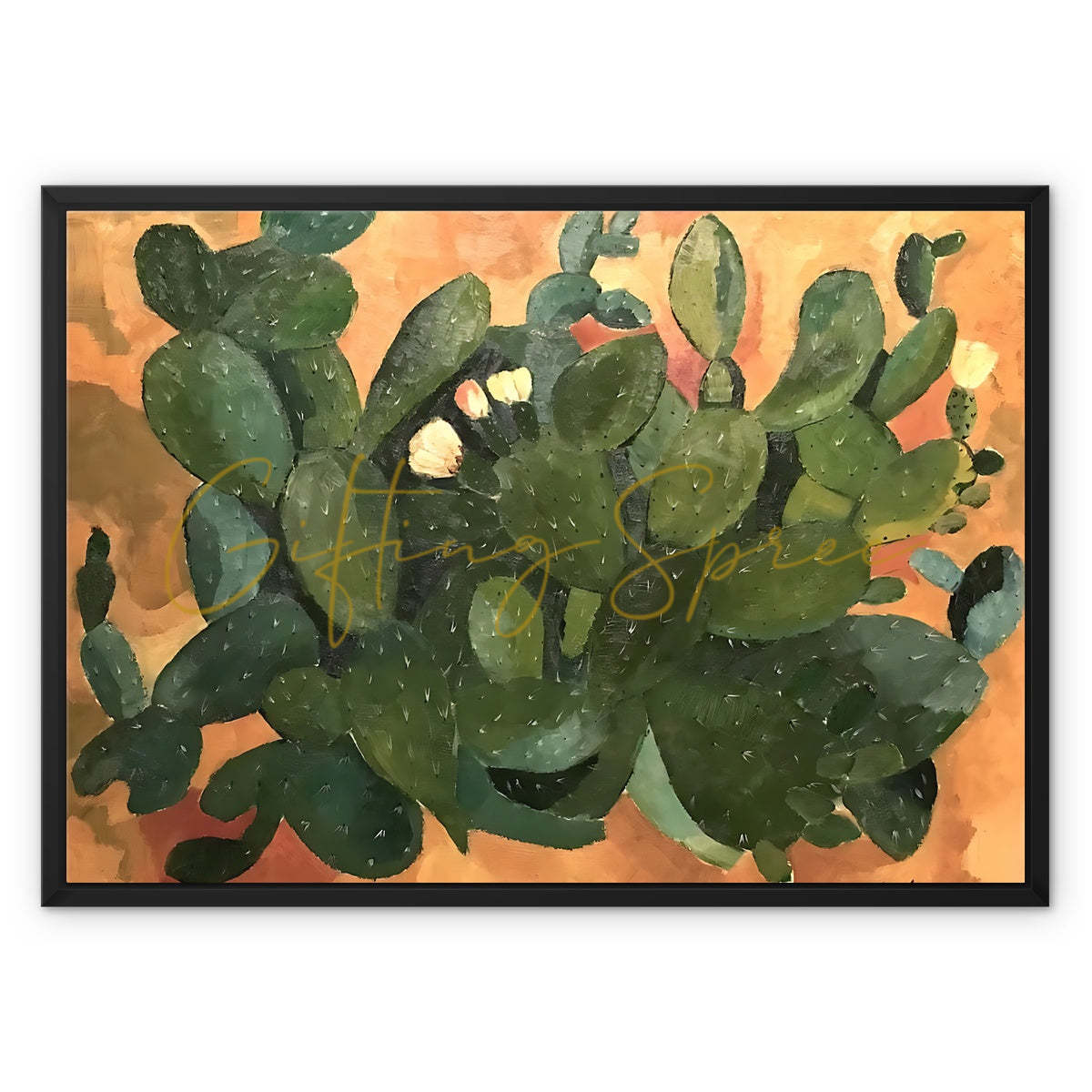 ‘Gaza Cactus’ - Laila Shawa’s 1965 Artwork on Framed Canvas 'Gaza Cactus' Framed Canvas Art Print Fine art kite-906705518 28"x20" / Black Frame / White Wrap - Gifting Spree