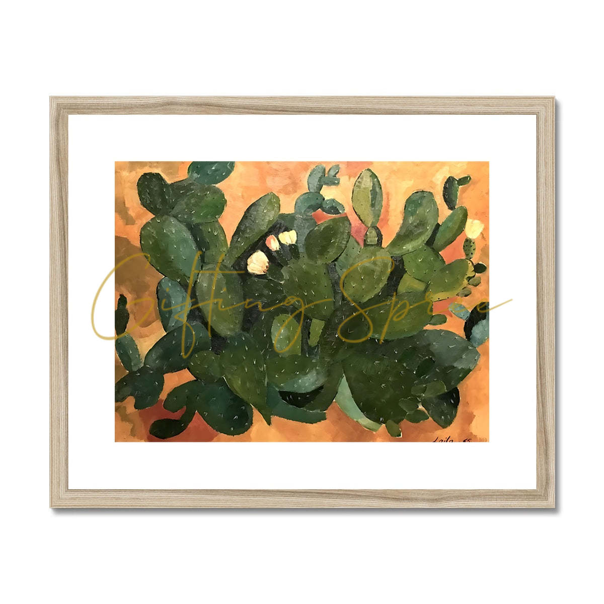 Framed & Mounted Print- Gaza Cactus, 1965 | Art Print 'Gaza Cactus' Framed & Mounted Print Fine art kite-906705032 20"x16" / Natural Frame - Gifting Spree