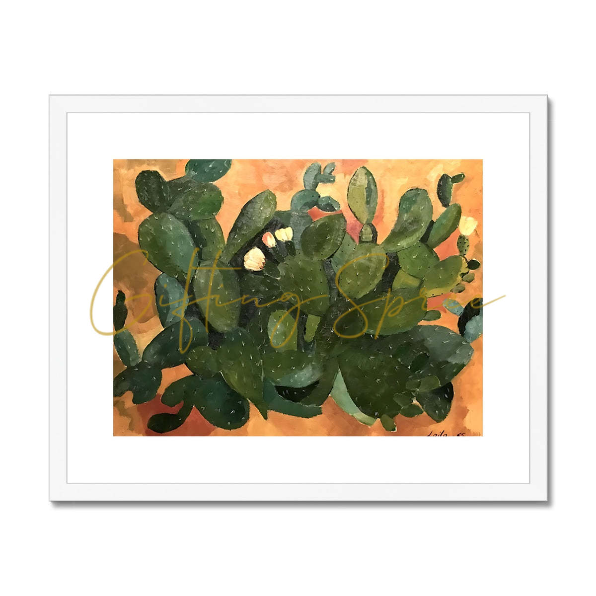 Framed & Mounted Print- Gaza Cactus, 1965 | Art Print 'Gaza Cactus' Framed & Mounted Print Fine art kite-906705031 20"x16" / White Frame - Gifting Spree