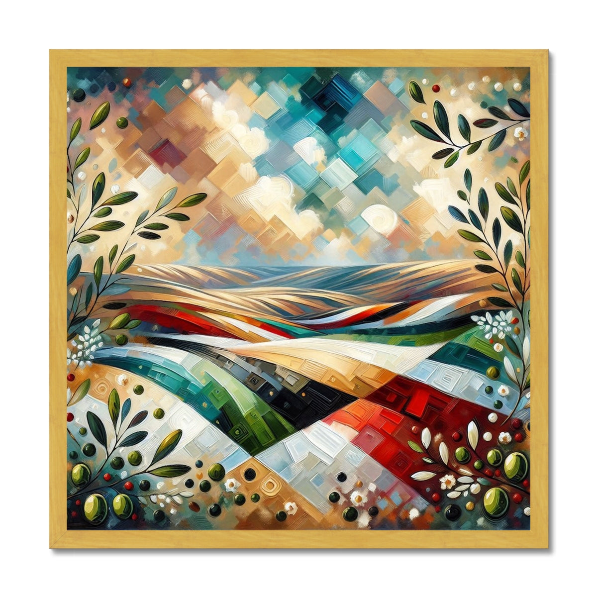 'Glorious Hills' Antique Framed Print Fine art kite-927549229 20"x20" / Gold Frame - Gifting Spree