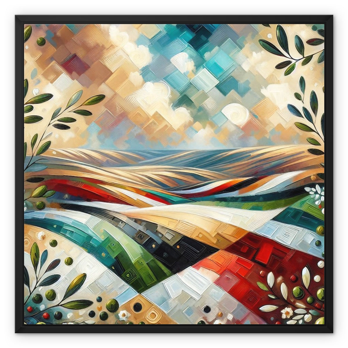 'Glorious Hills' Framed Canvas Fine art kite-927549633 24"x24" / Black Frame / Image Wrap - Gifting Spree