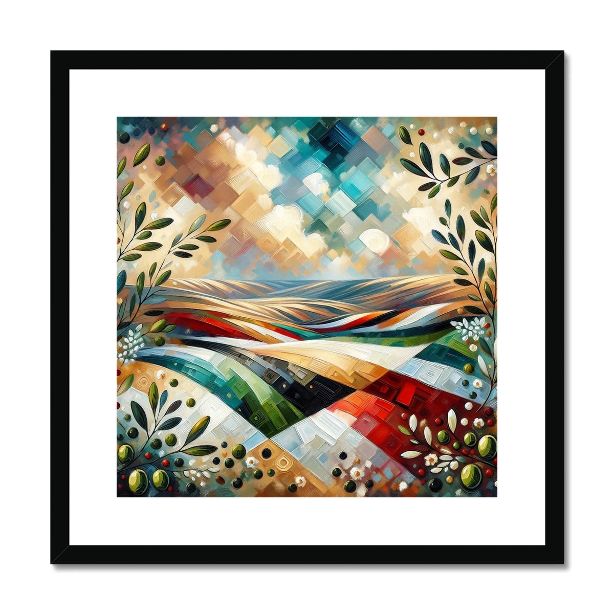 'Glorious Hills' Framed & Mounted Print Fine art kite-927549153 20"x20" / Black Frame - Gifting Spree