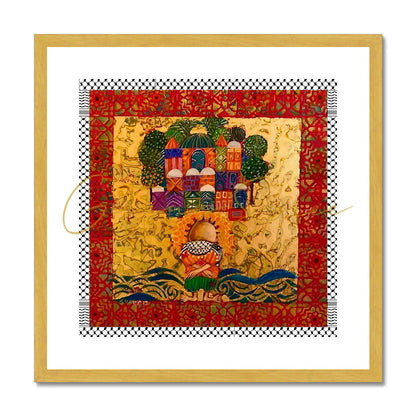 Laila Shawa’s 'Handala & Great March of Return' Print 'Handala and the Great March of Return' Antique Framed & Mounted Print Fine art kite-896770190 12"x12" / Gold Frame - Gifting Spree