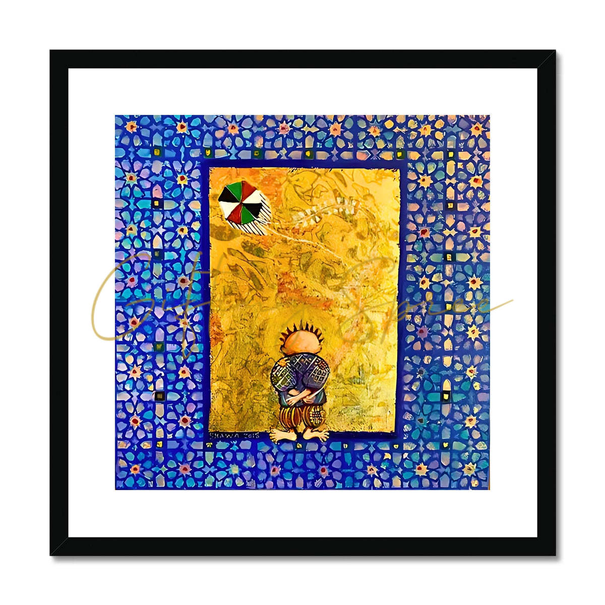 'Handala and the Kite' Framed & Mounted Print Fine art kite-896964248 20"x20" / Black Frame - Gifting Spree