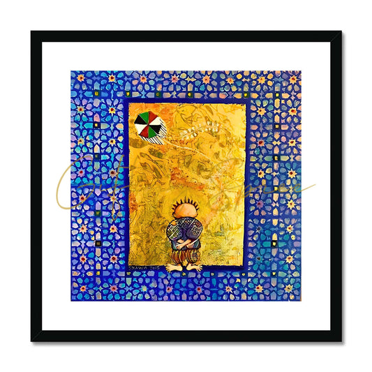 'Handala and the Kite' Framed & Mounted Print Fine art kite-896964248 20"x20" / Black Frame - Gifting Spree