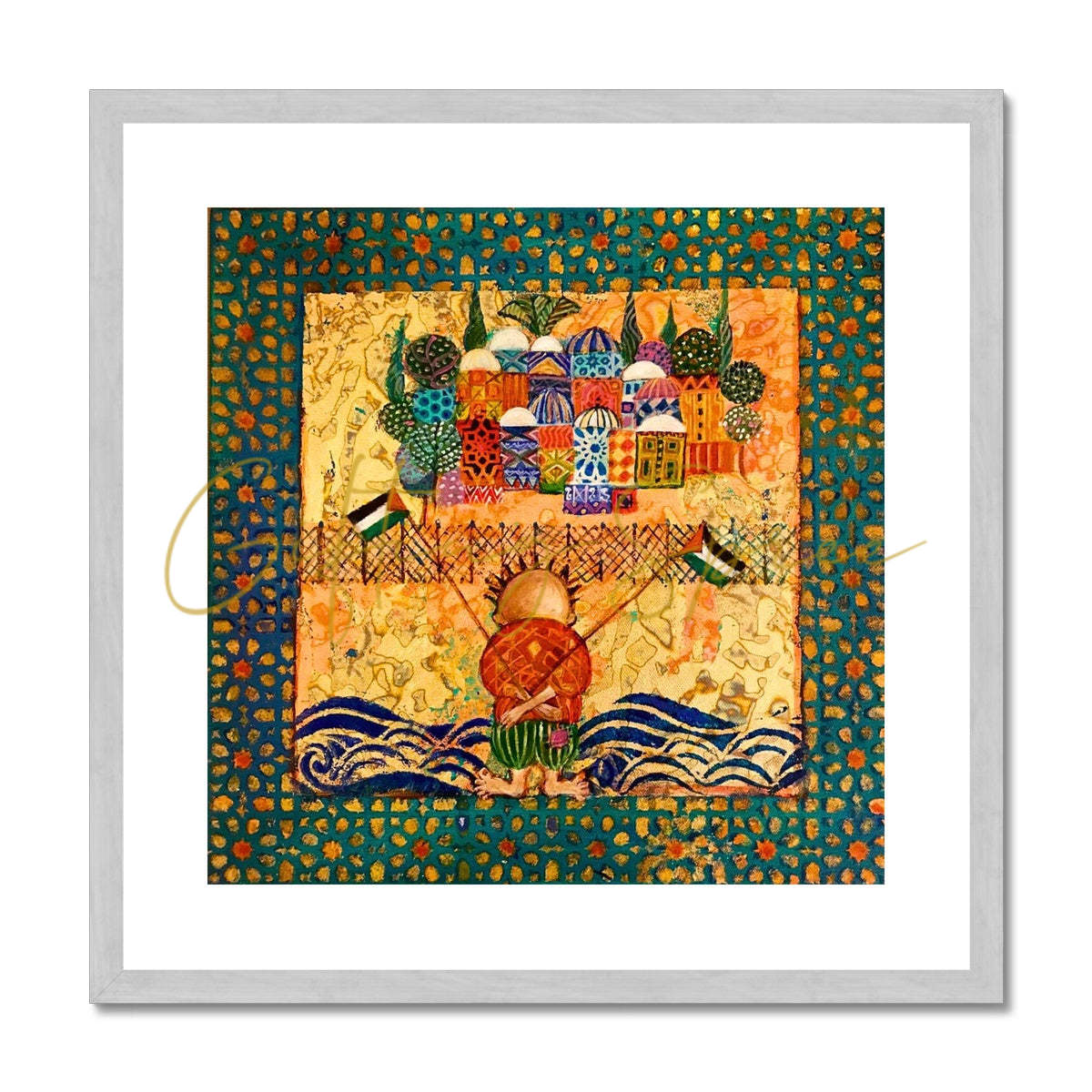 'Handala and the March of Return' Antique Framed Print 'Handala and the March of Return' Antique Framed & Mounted Print Fine art kite-897202599 12"x12" / Silver Frame - Gifting Spree