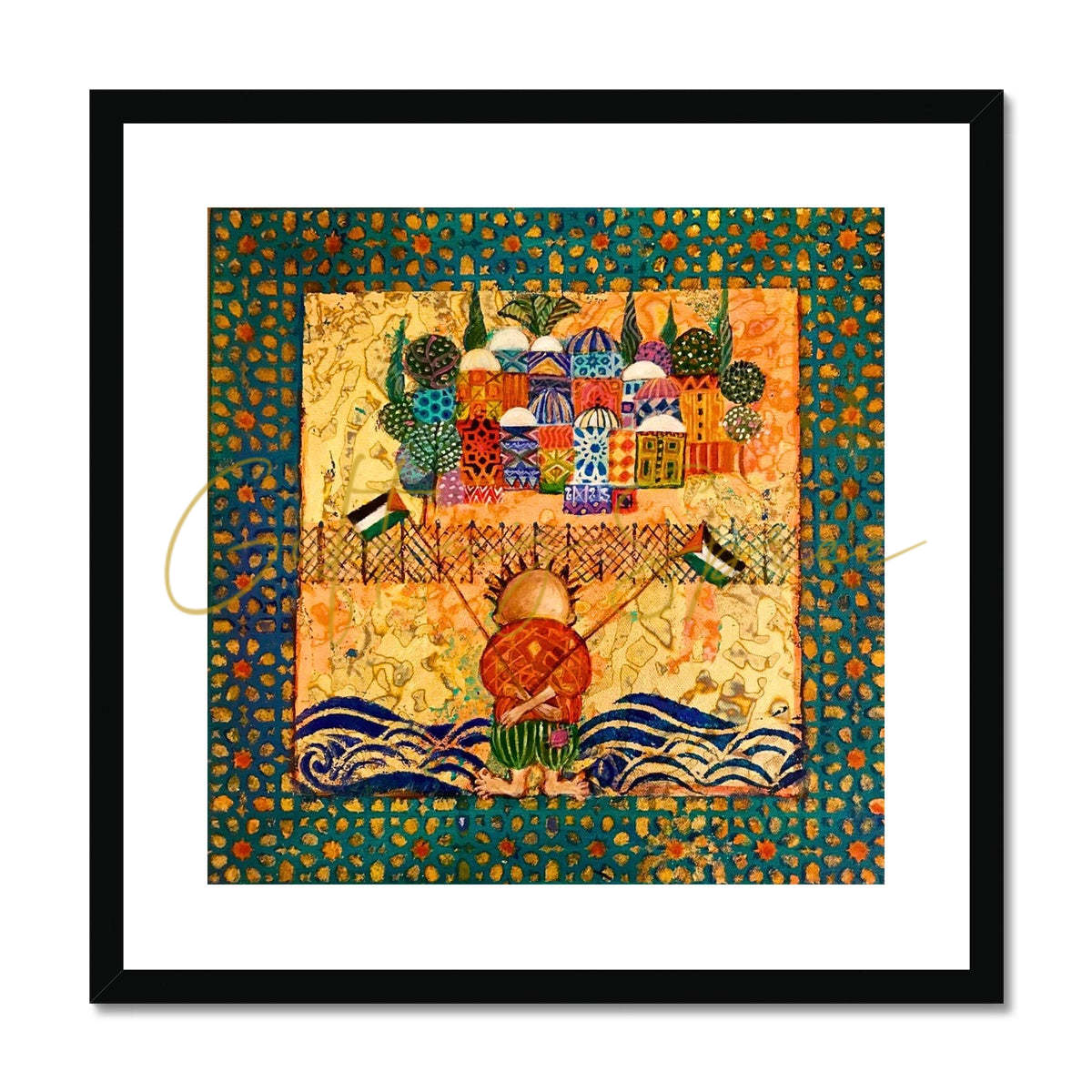 Framed & Mounted Print - ‘Handalah and the March of Return’ 'Handala and the March of Return' Framed & Mounted Print Fine art kite-897202482 20"x20" / Black Frame - Gifting Spree