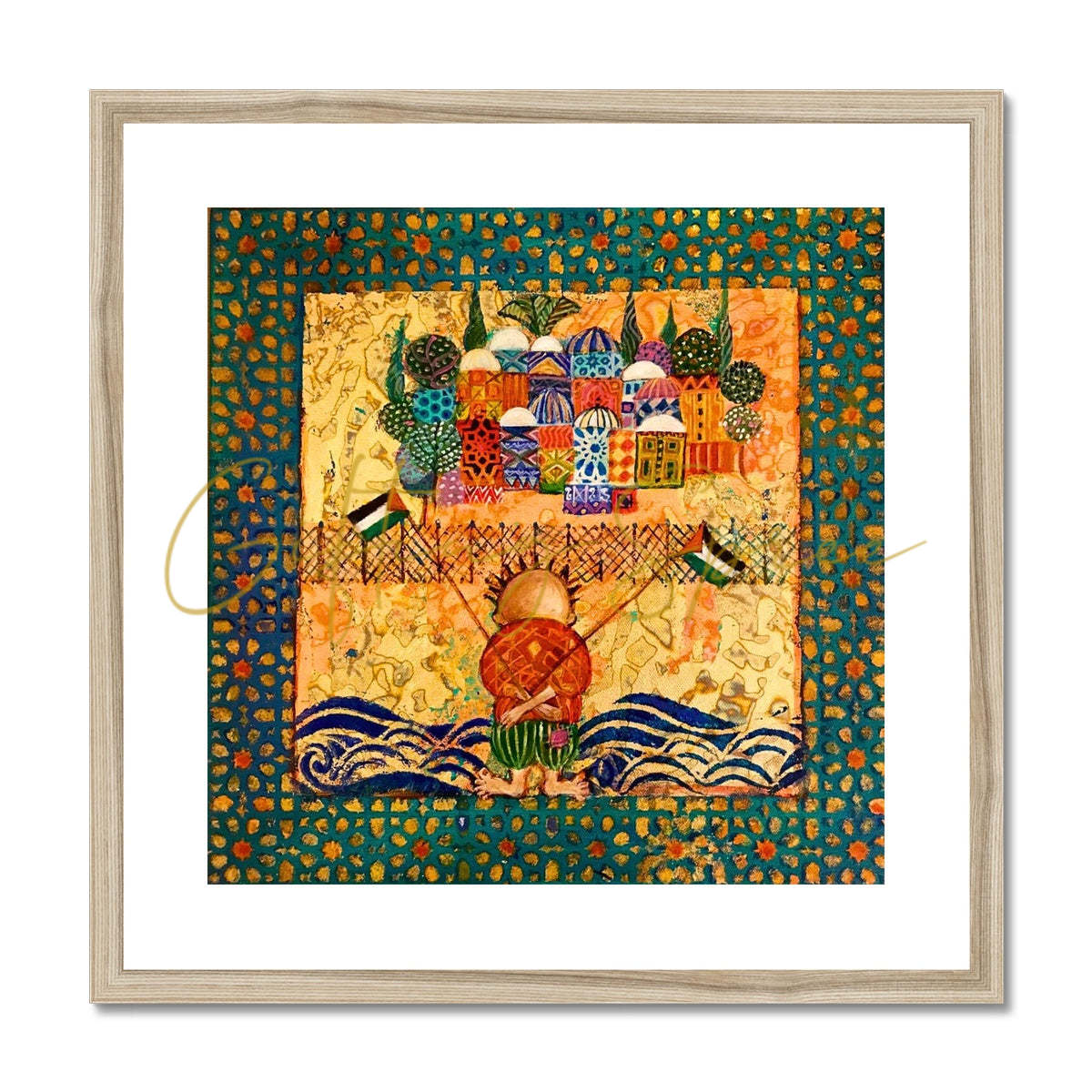 Framed & Mounted Print - ‘Handalah and the March of Return’ 'Handala and the March of Return' Framed & Mounted Print Fine art kite-897202484 20"x20" / Natural Frame - Gifting Spree