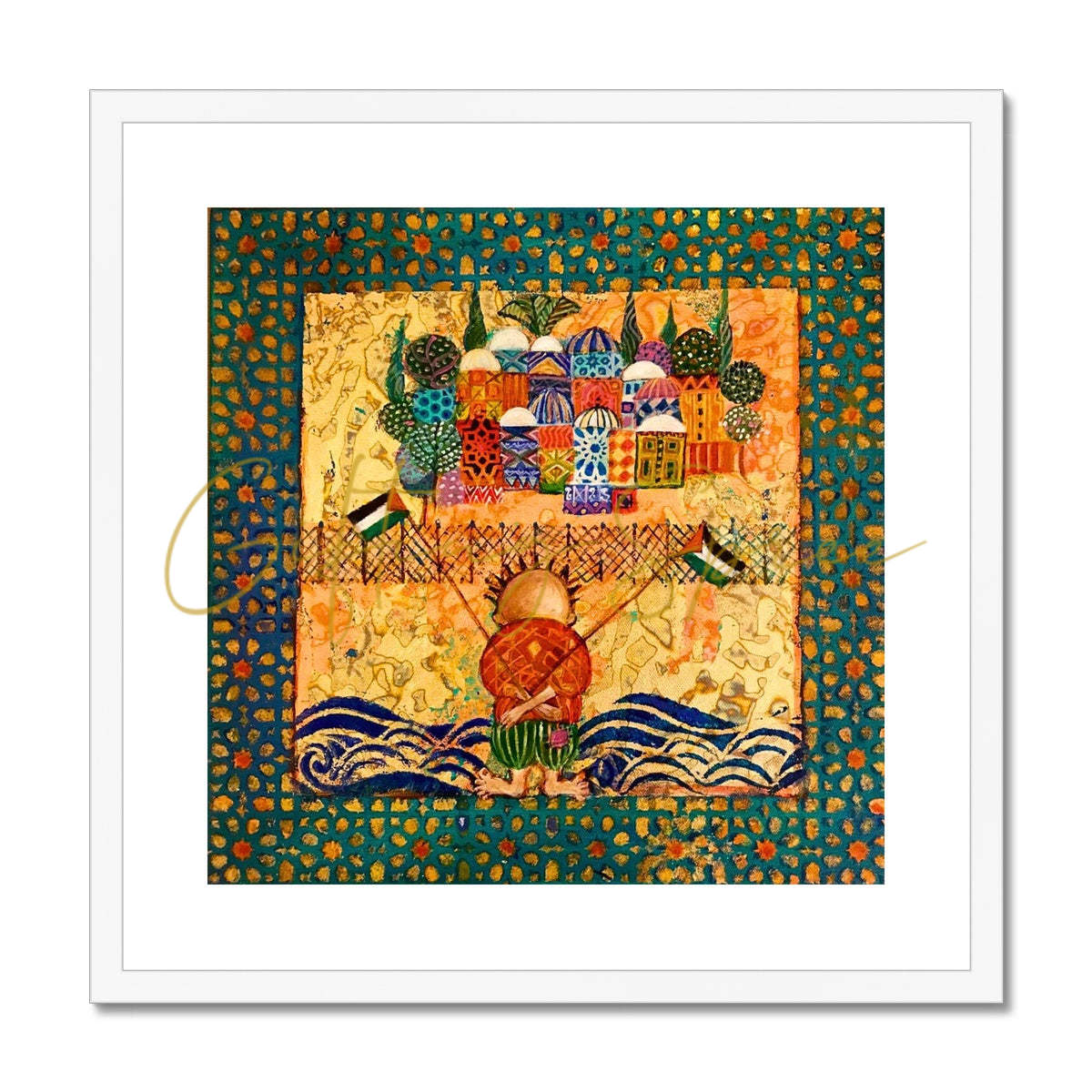 Framed & Mounted Print - ‘Handalah and the March of Return’ 'Handala and the March of Return' Framed & Mounted Print Fine art kite-897202483 20"x20" / White Frame - Gifting Spree