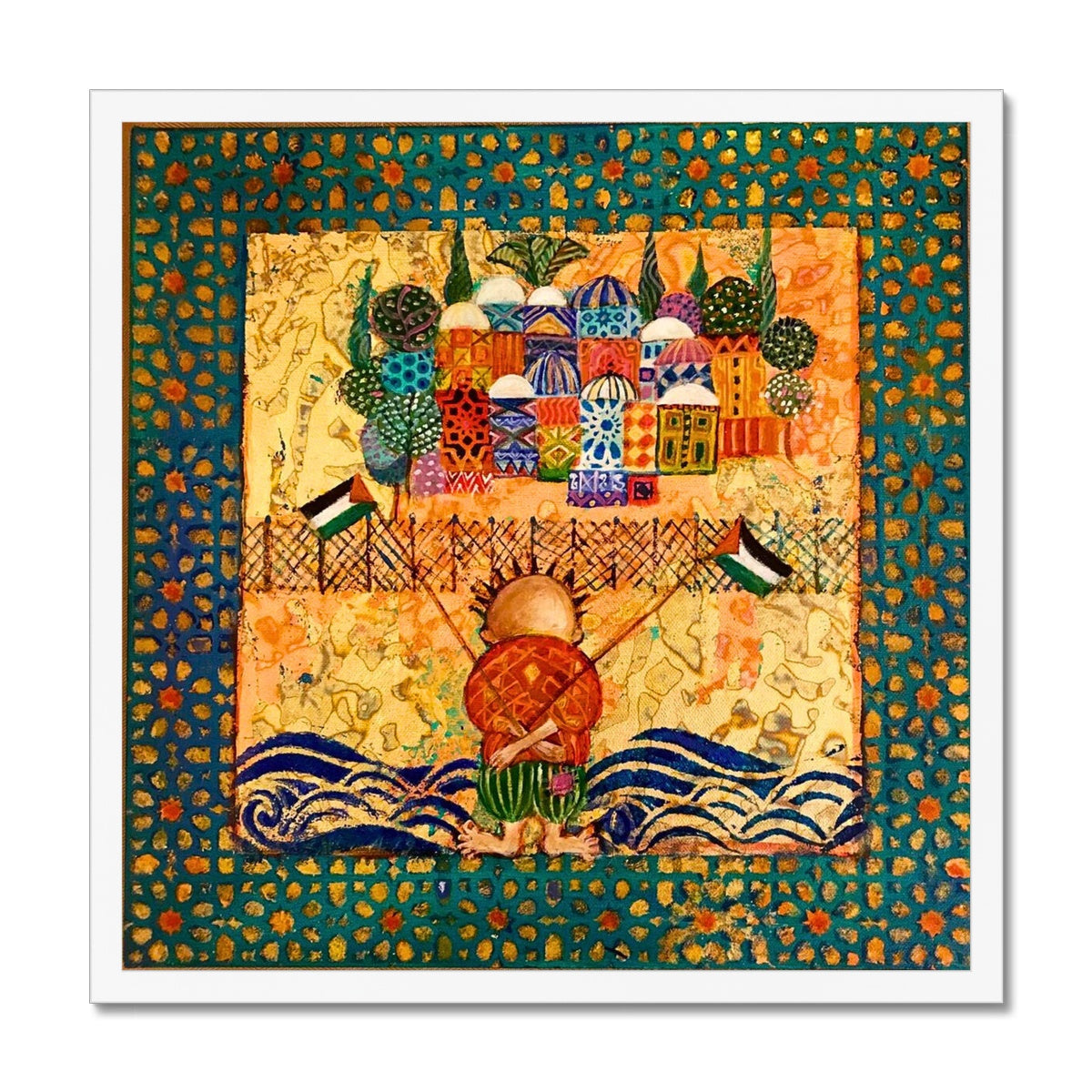 'Handala and the March of Return' Framed Print Fine art kite-897202384 20"x20" / White Frame - Gifting Spree