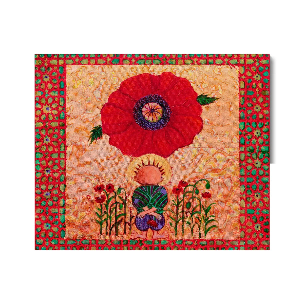 'Handala and The Poppy' Canvas Fine art kite-913443759 24"x20" / White Wrap - Gifting Spree