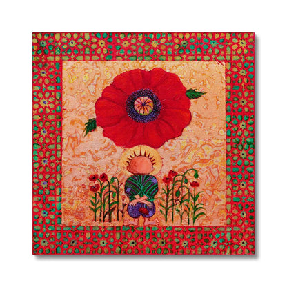 'Handala and The Poppy' Canvas Fine art kite-913443765 24"x24" / White Wrap - Gifting Spree