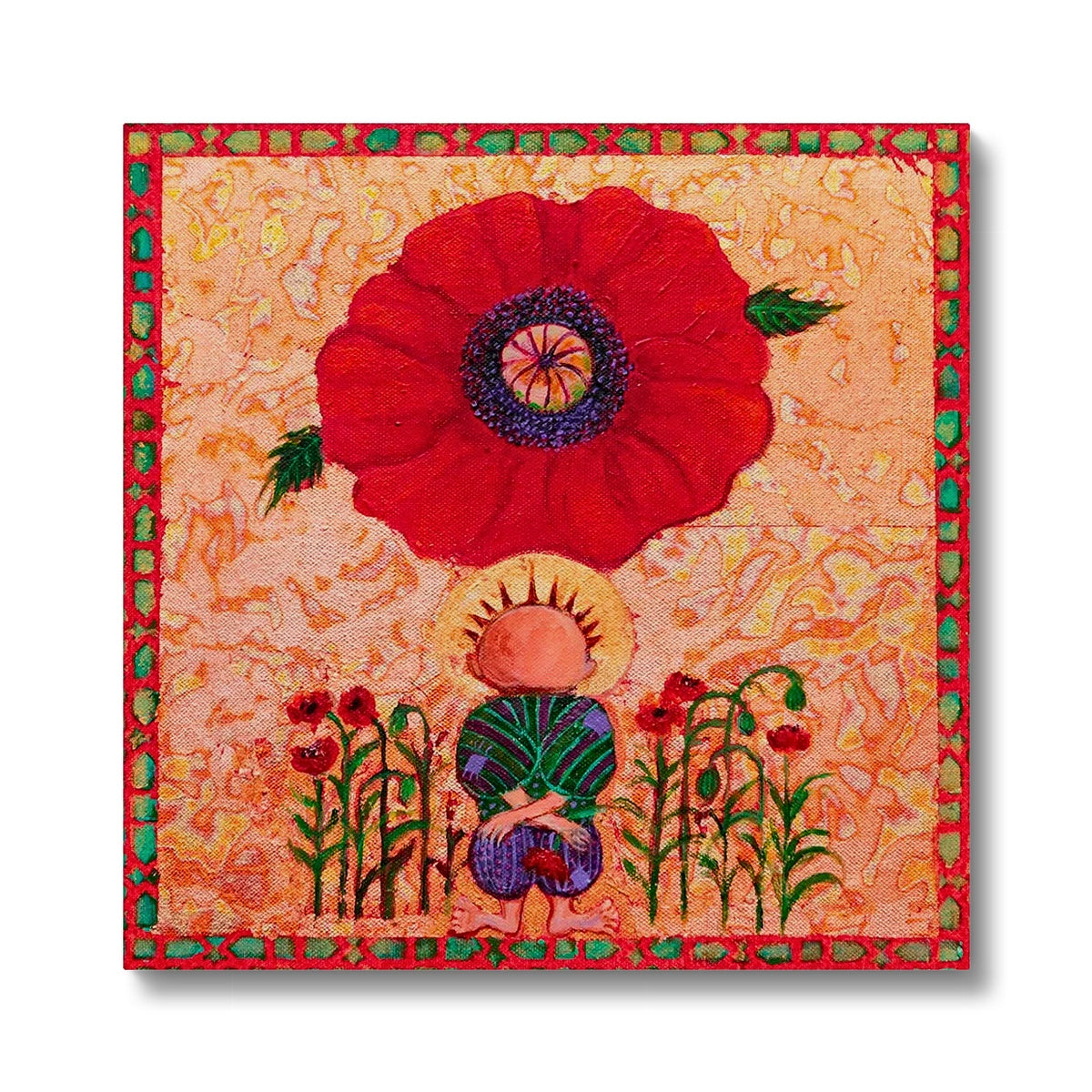 'Handala and The Poppy' Eco Canvas Art Print Fine art kite-913443968 16"x16" / Image Wrap - Gifting Spree