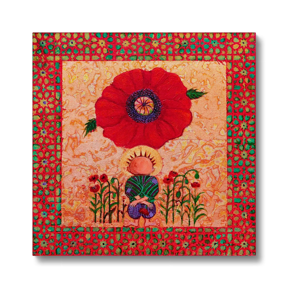 'Handala and The Poppy' Eco Canvas Art Print Fine art kite-913443967 16"x16" / White Wrap - Gifting Spree