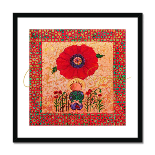 'Handala and The Poppy' Framed & Mounted Print Fine art kite-913443549 20"x20" / Black Frame - Gifting Spree