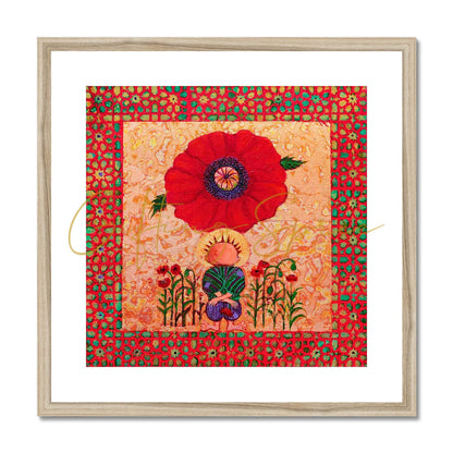 'Handala and The Poppy' Framed & Mounted Print Fine art kite-913443551 20"x20" / Natural Frame - Gifting Spree