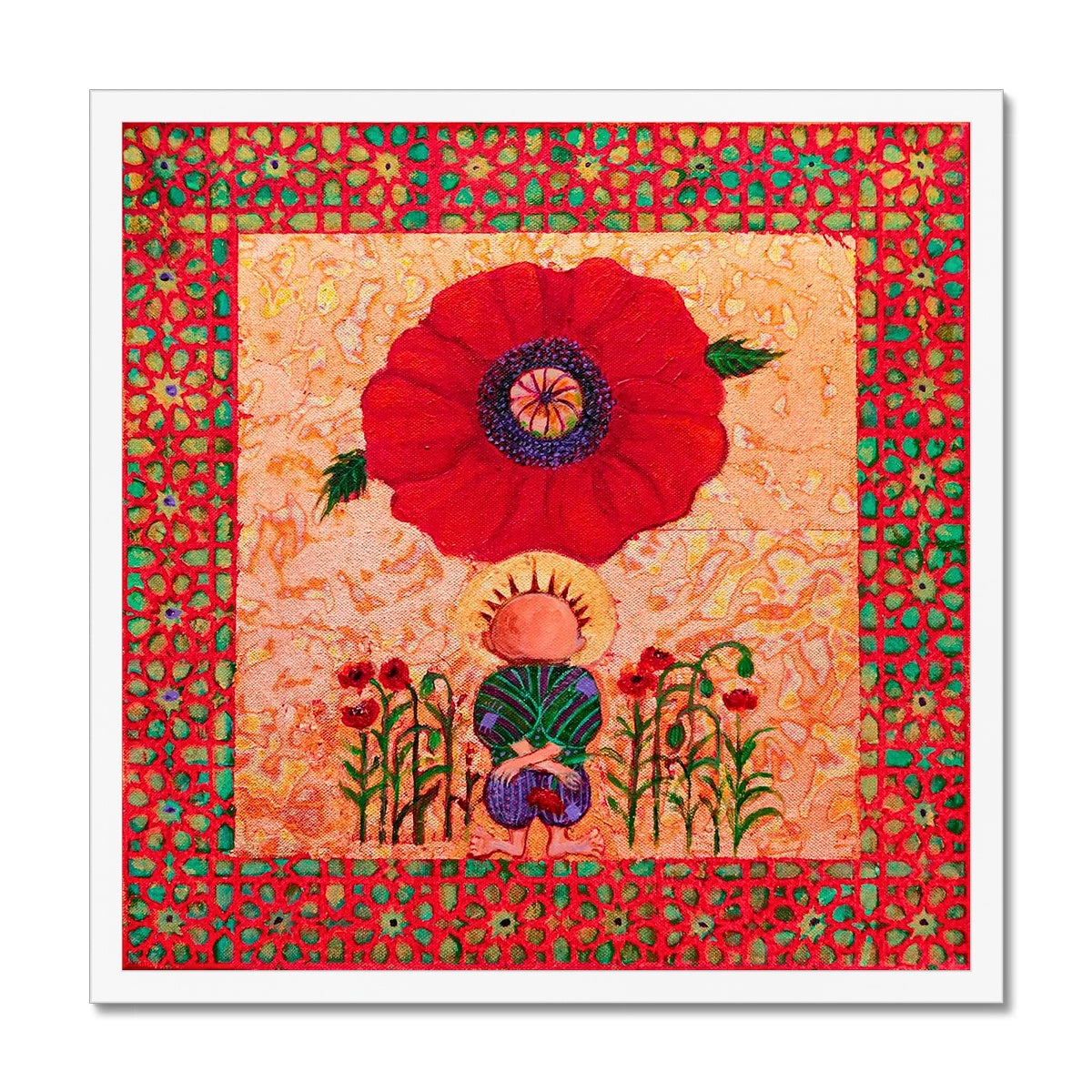 'Handala and The Poppy' Framed Print Fine art kite-913443451 20"x20" / White Frame - Gifting Spree