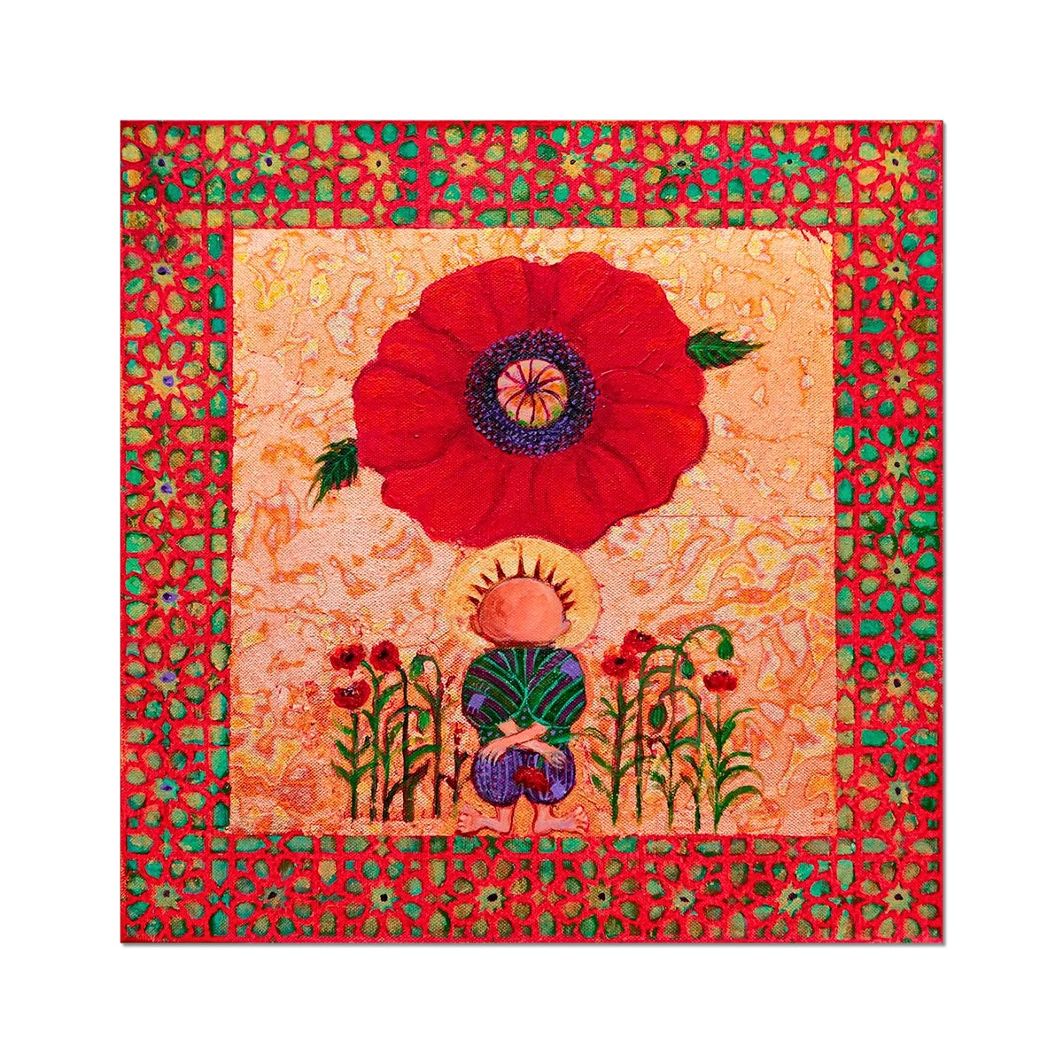 'Handala and The Poppy' Rolled Eco Canvas Fine art kite-913443921 24"x24" - Gifting Spree