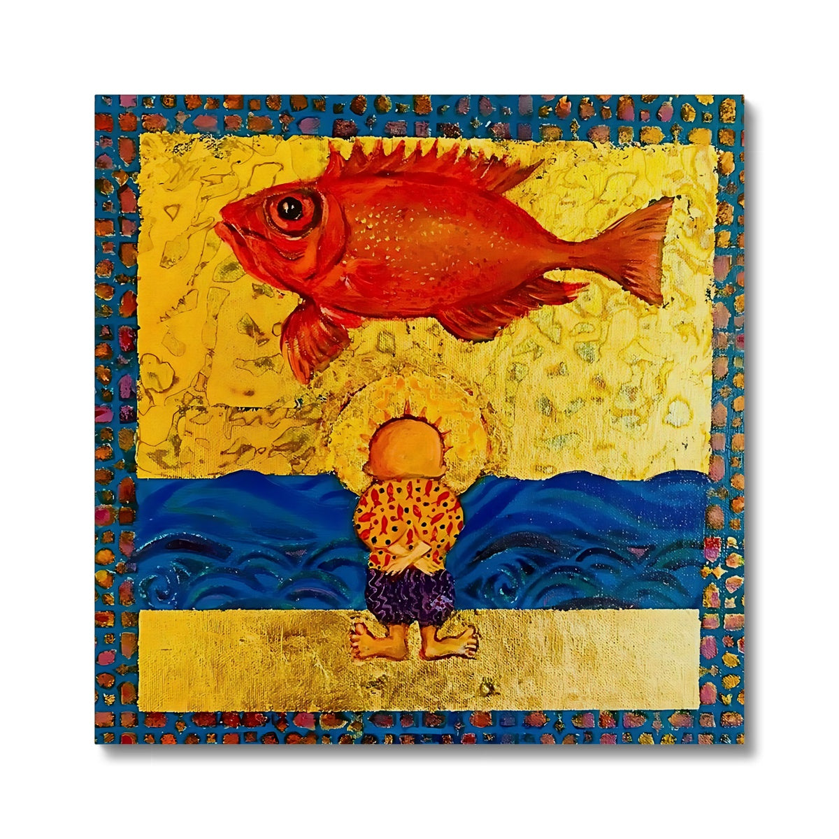 Canvas Print - ‘Handala and the Red Fish’ 'Handala and the Red Fish' Canvas Art Print Fine art kite-897187826 24"x24" / Image Wrap - Gifting Spree